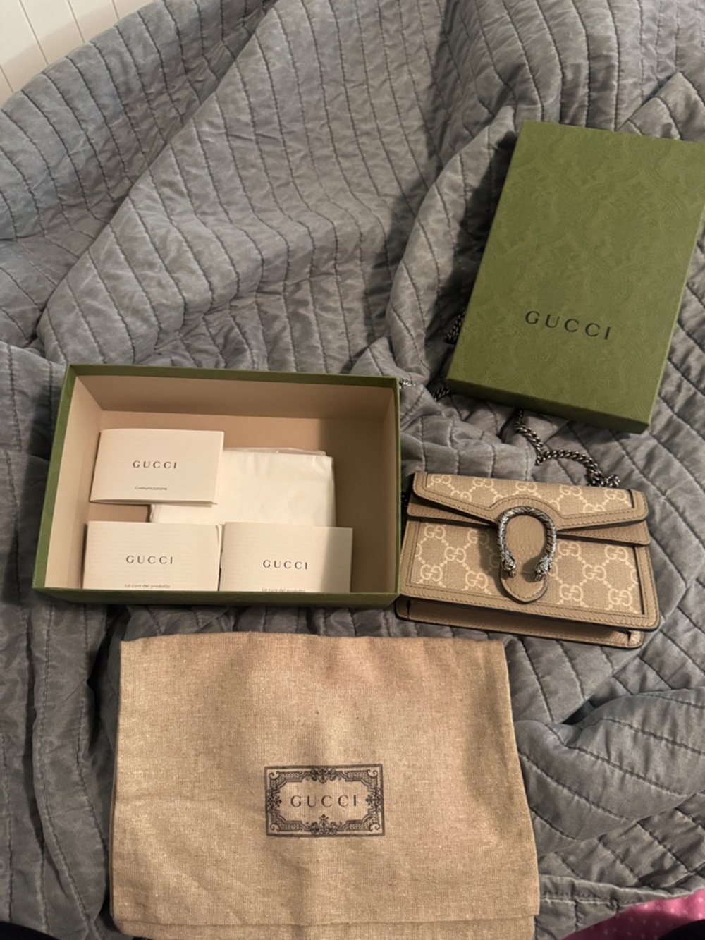 Gucci Beige/Gray Dionysus GG Mini Crossbody Bag - Picture 2 of 4